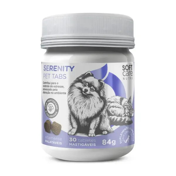 Suplemento Alimentar Soft Care Serenity Pet Tabs 30 tabletes
